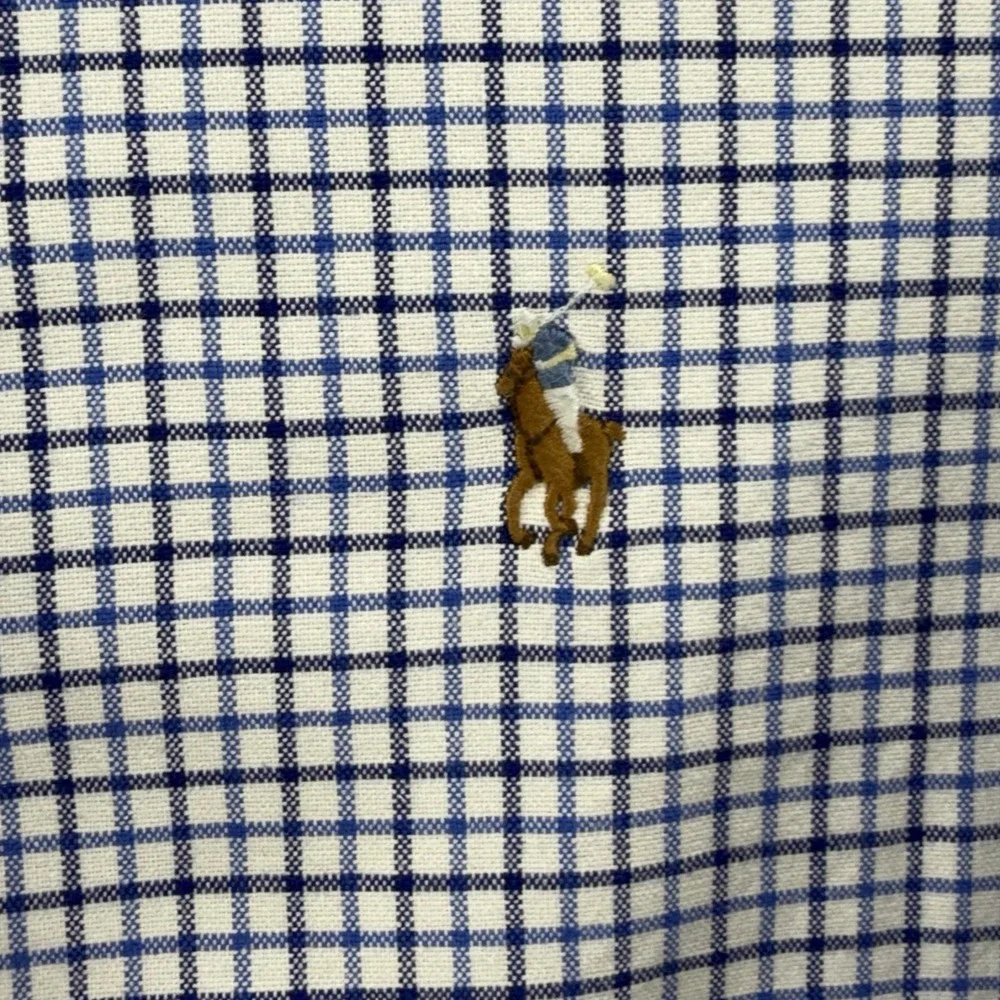 Polo Ralph Lauren Classic Fit Shirt Men Size XL Blue Check Button Up Flesh Pony